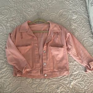 Pink denim jacket